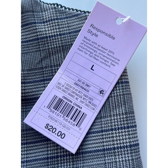 Wild Fable Womens Plaid Cropped Tank Top with Adjustable Straps Gray Large - Picture 3 of 5